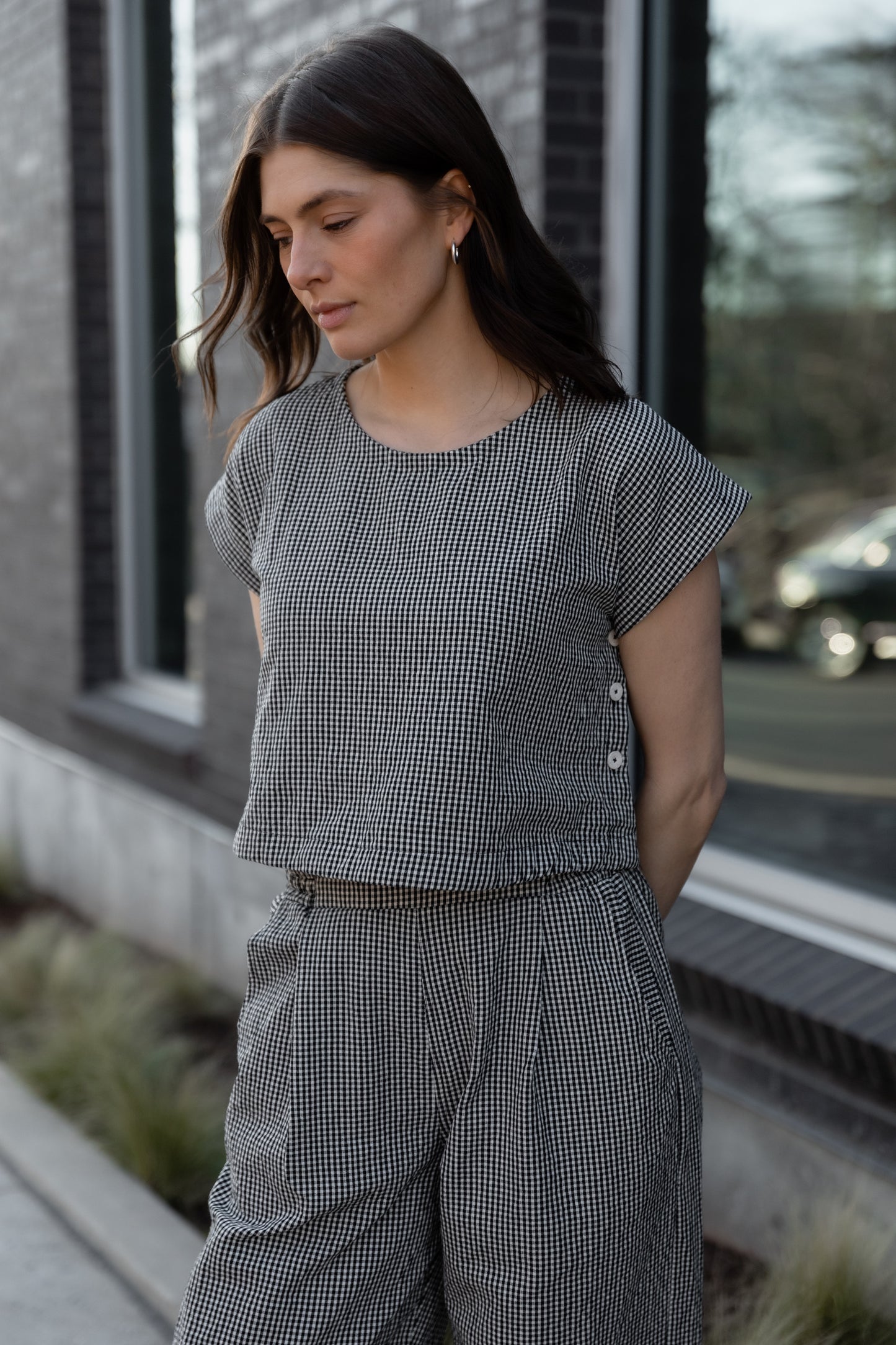 Katie Handwoven Cotton Set in Black and White Gingham Made to Order
