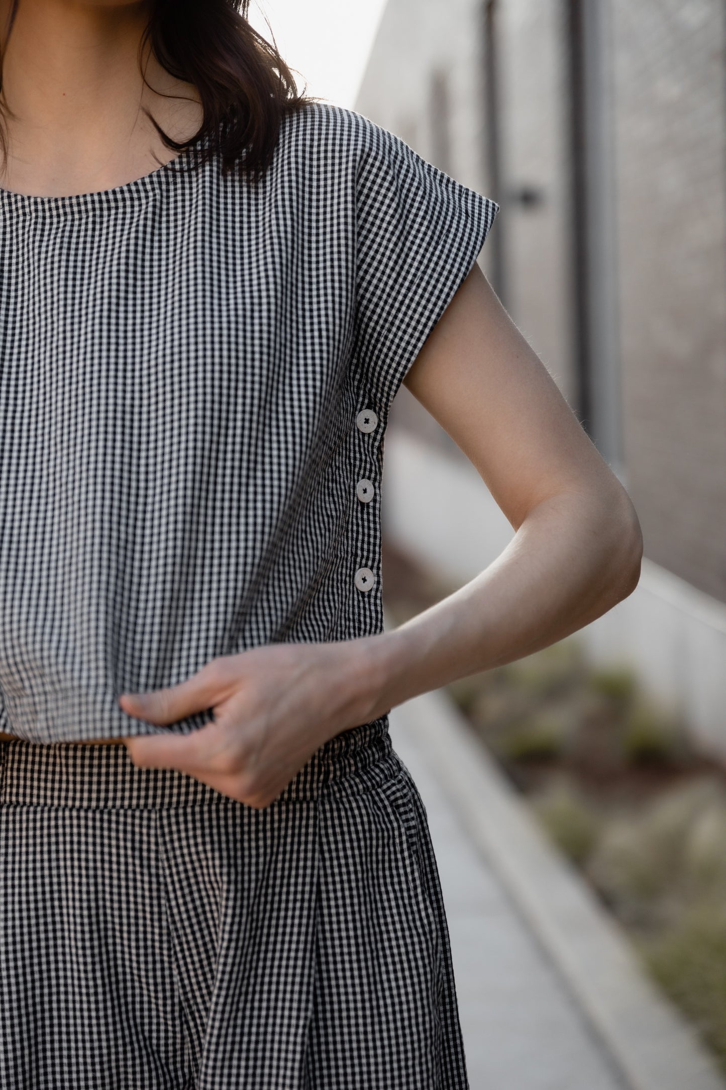 Katie Handwoven Cotton Set in Black and White Gingham Made to Order