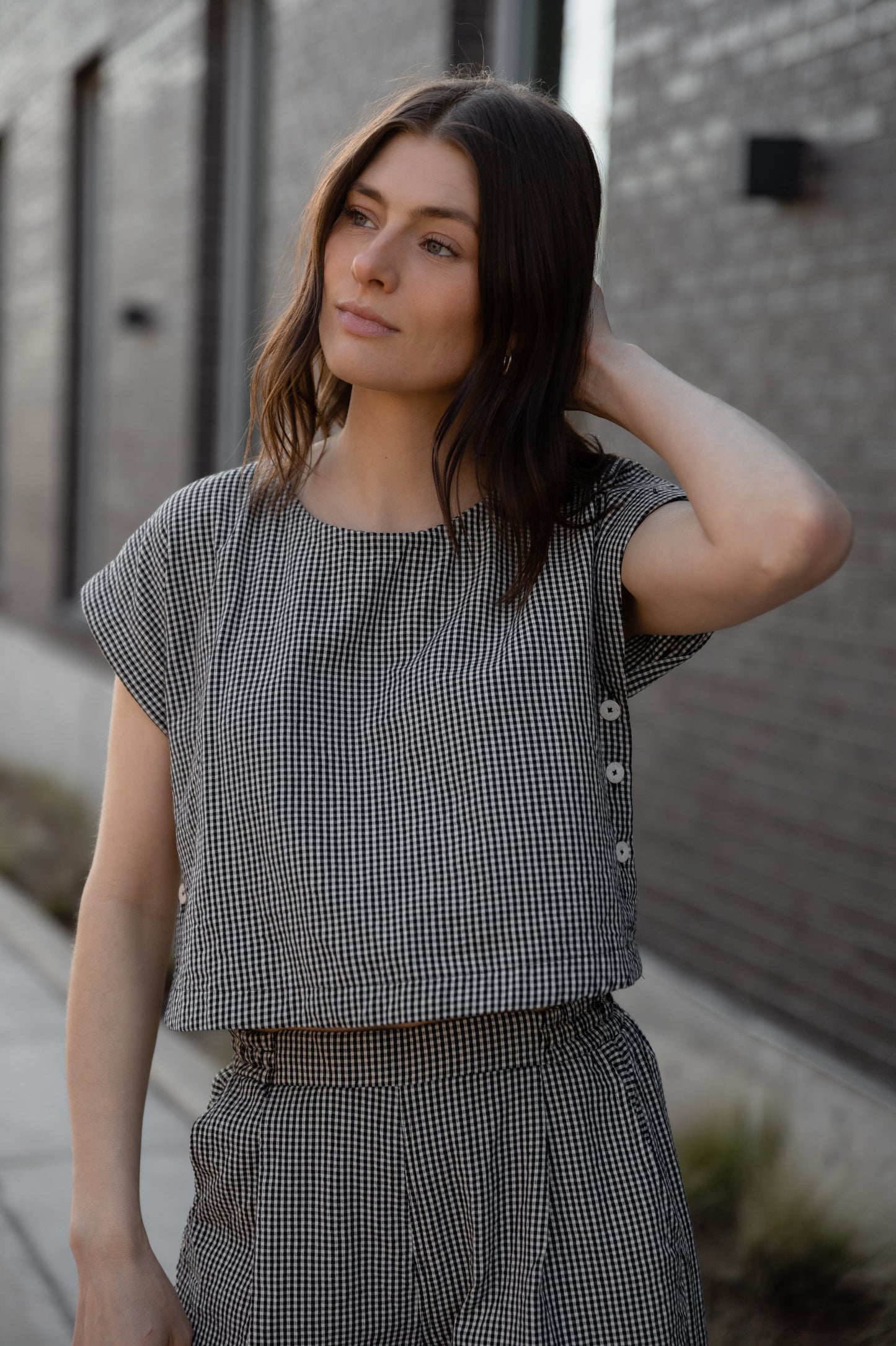 Katie Handwoven Cotton Set in Black and White Gingham Made to Order