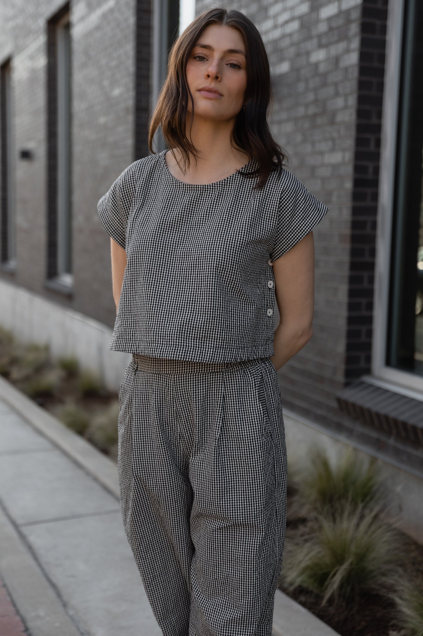 Katie Handwoven Cotton Set in Black and White Gingham Made to Order