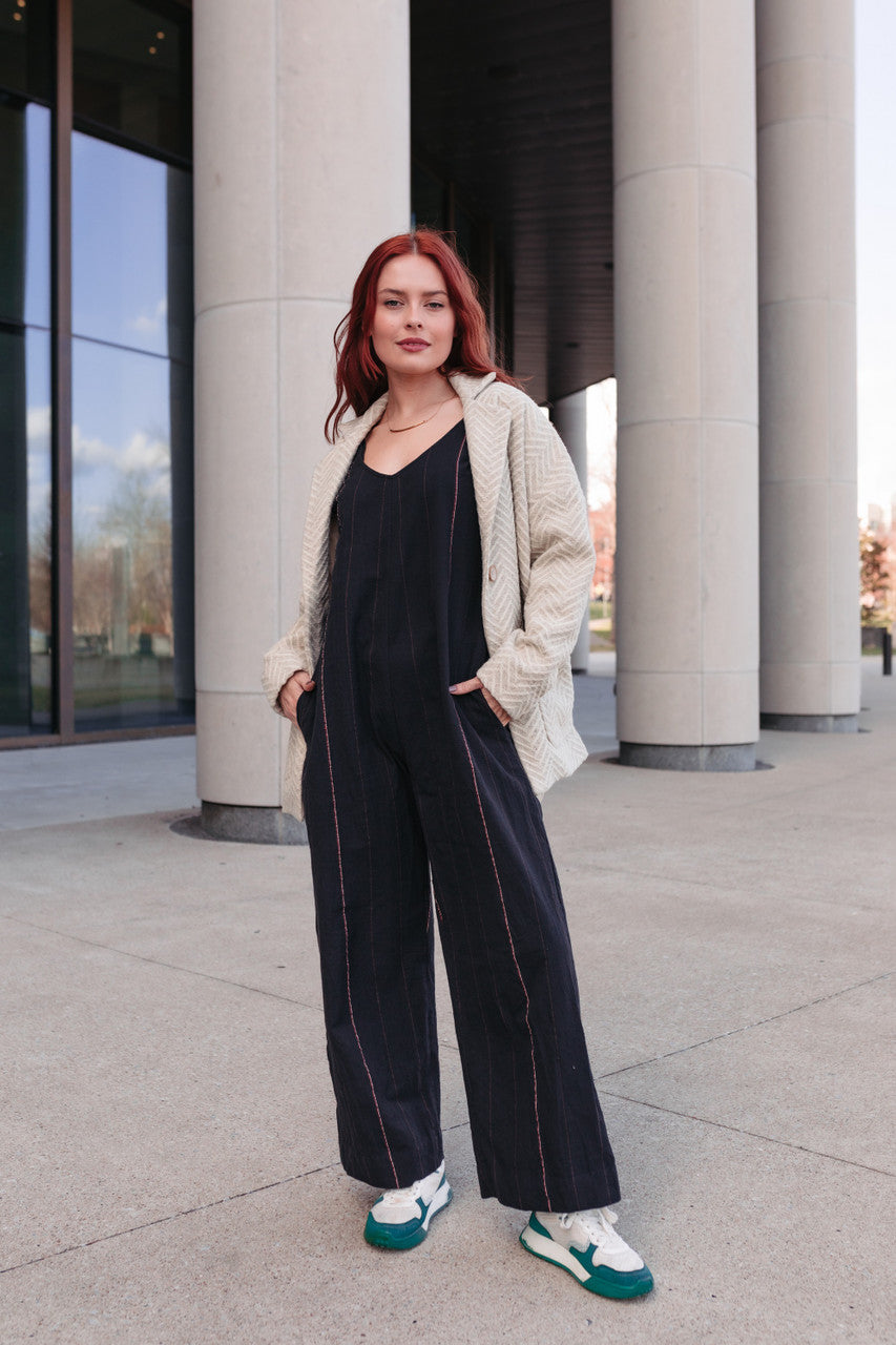 Portuguese Wool Pieper Coat in Cream Herringbone Made to Order