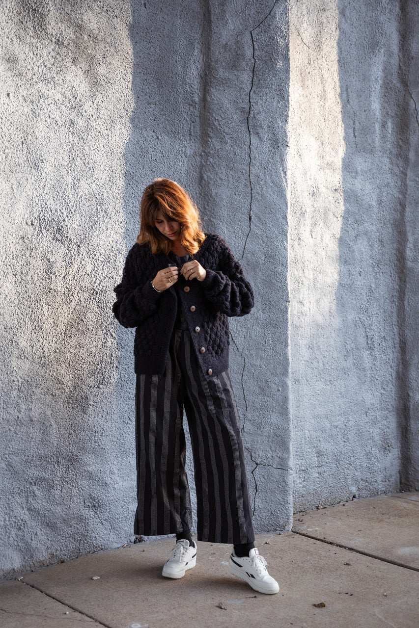 Quinn Wool Cardigan in Navy Made to Order