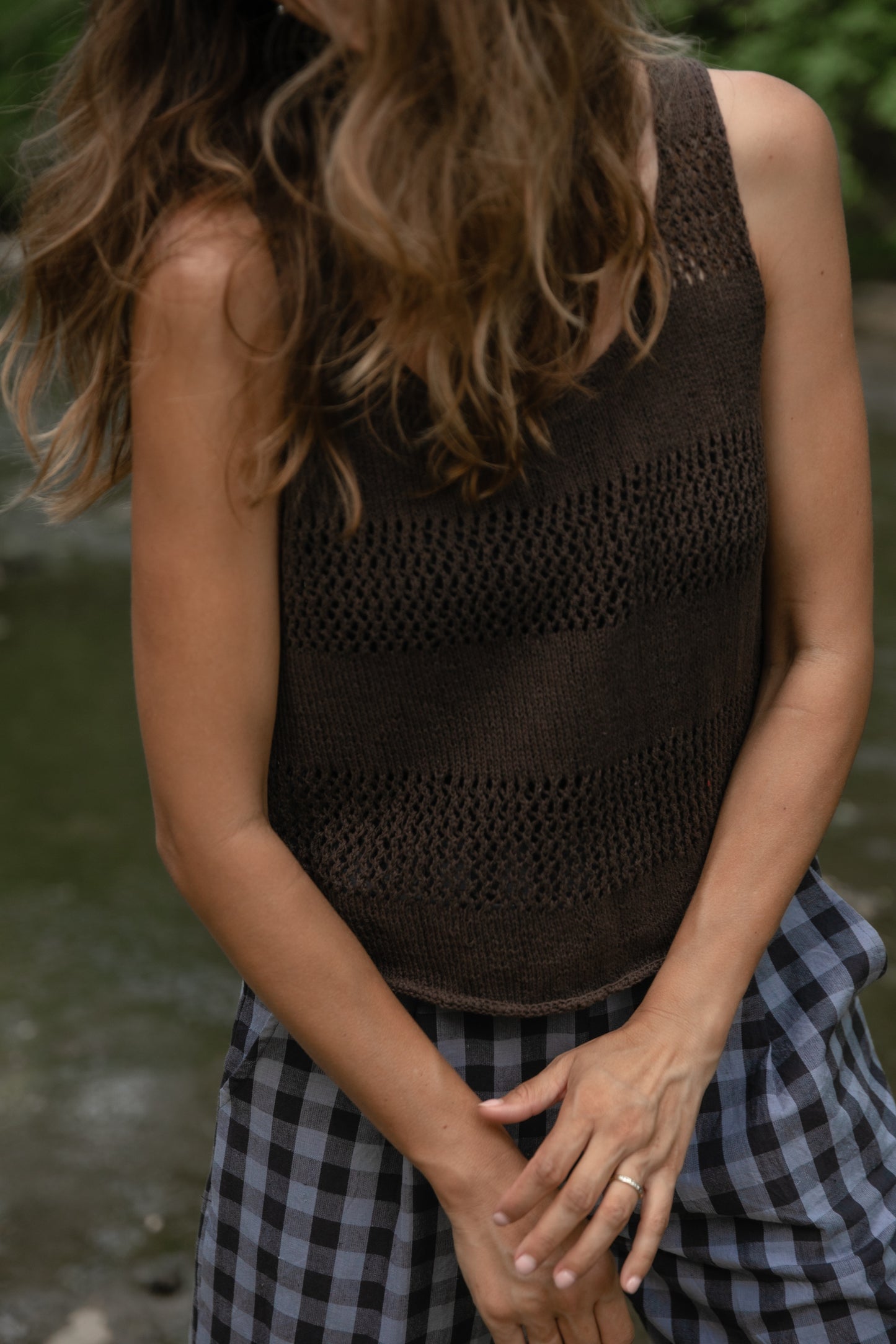 Katie Handwoven Cotton Pants in Navy Gingham Made to Order