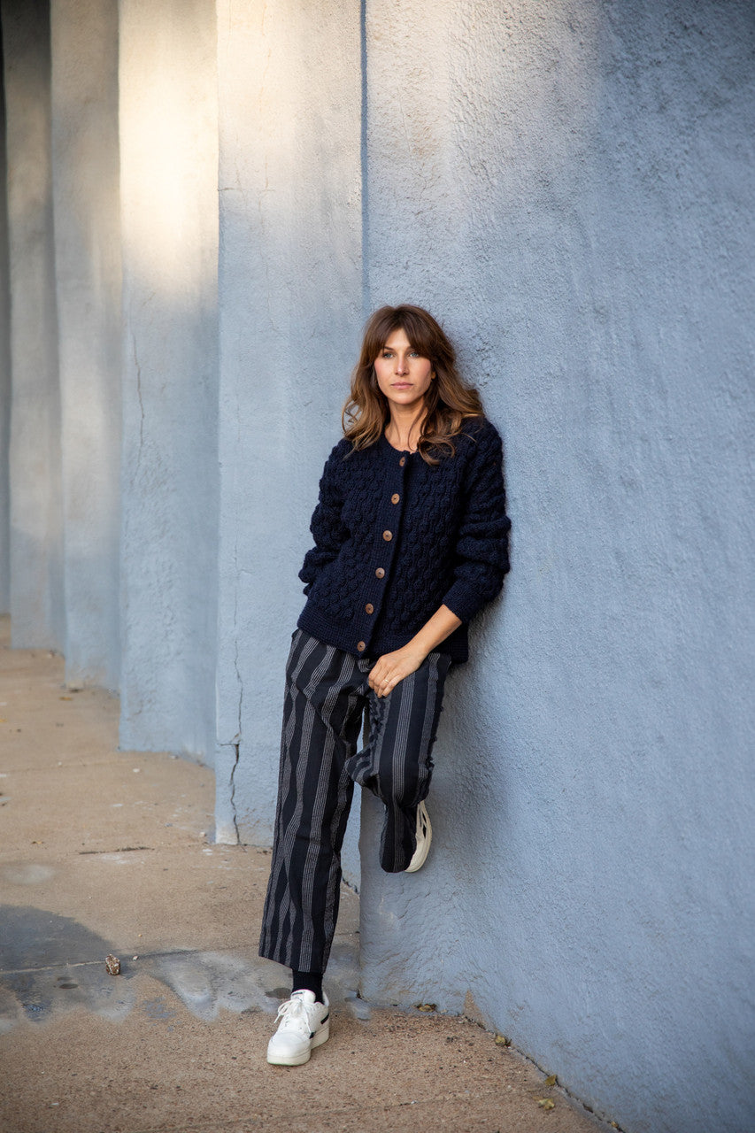 Quinn Wool Cardigan in Navy Made to Order