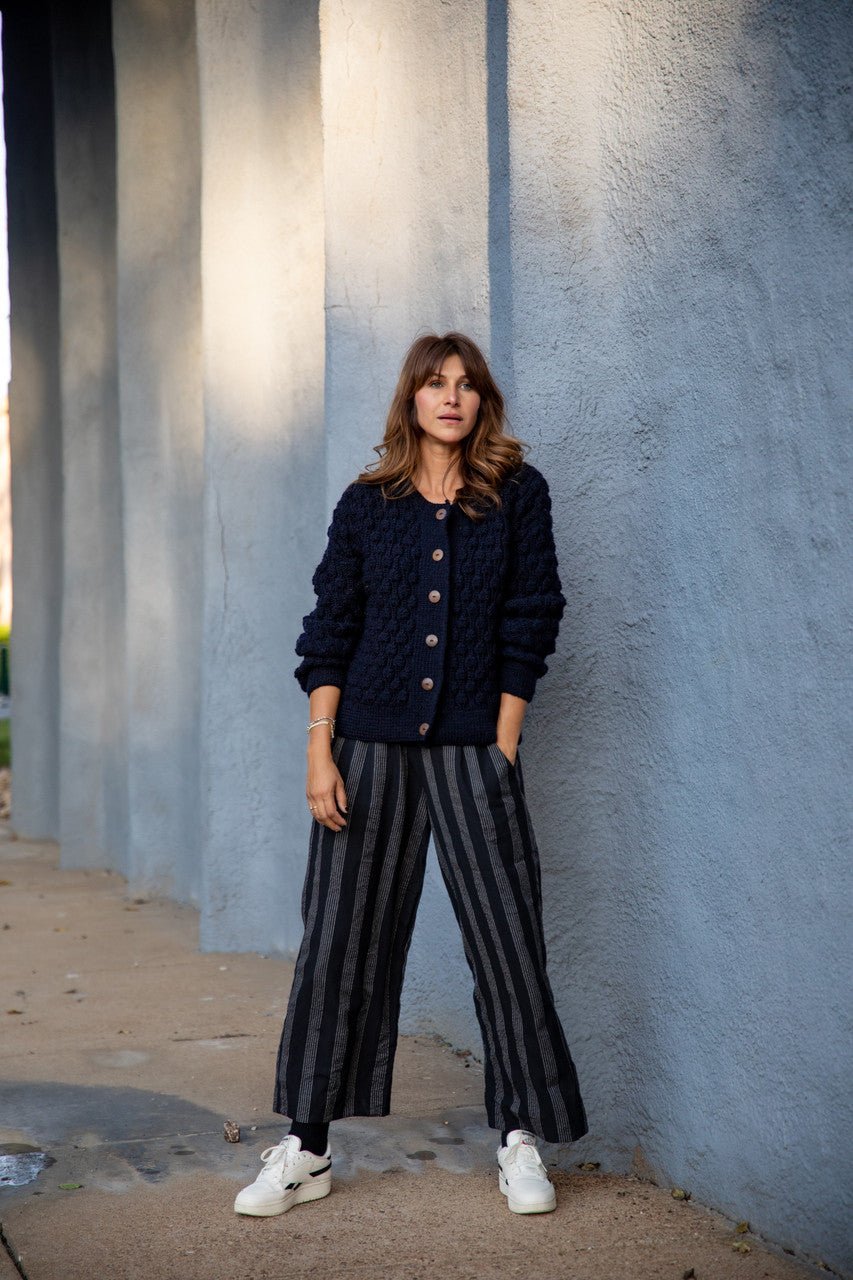 Quinn Wool Cardigan in Navy Made to Order