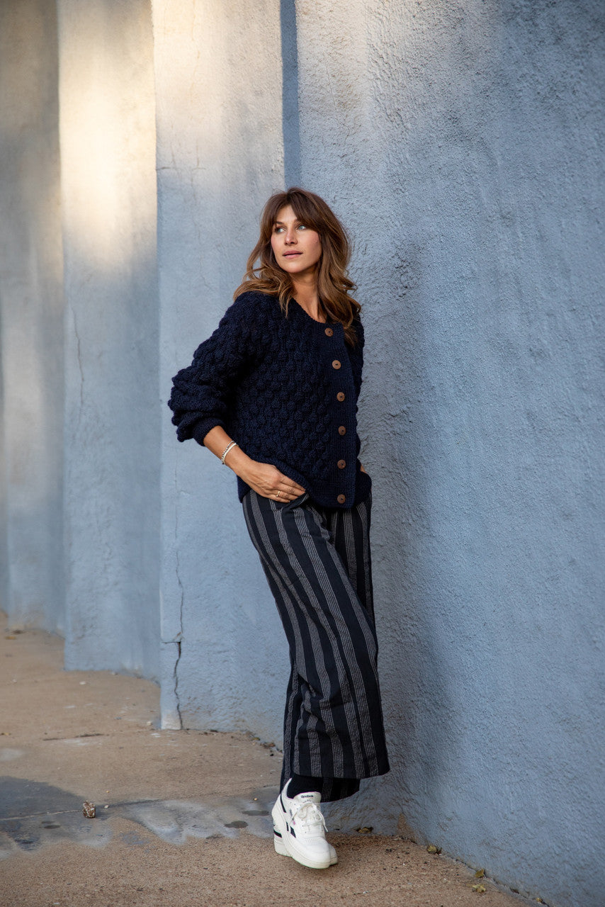 Quinn Wool Cardigan in Navy Made to Order