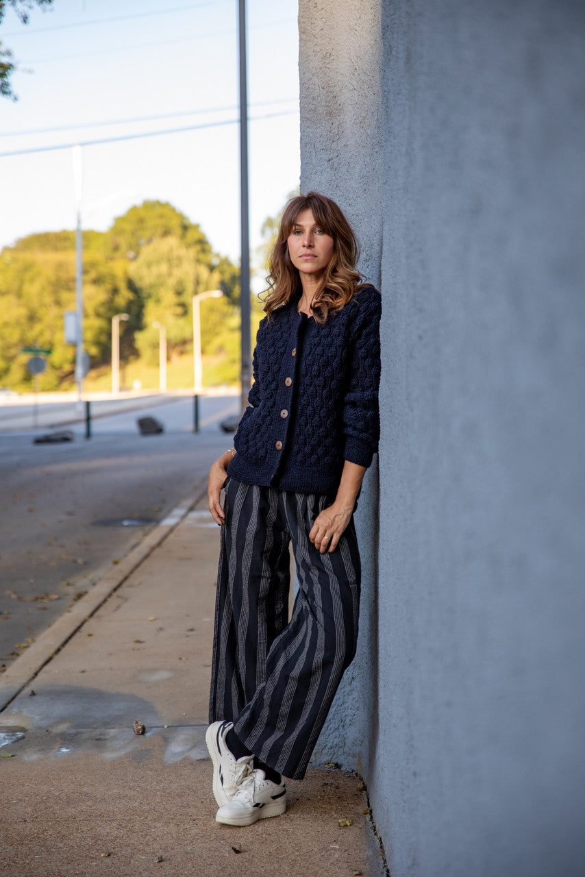 Quinn Wool Cardigan in Navy Made to Order