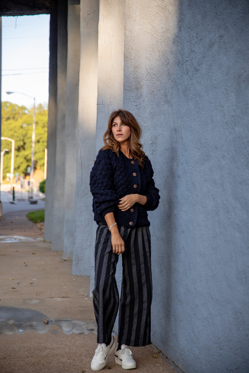 Quinn Wool Cardigan in Navy Made to Order