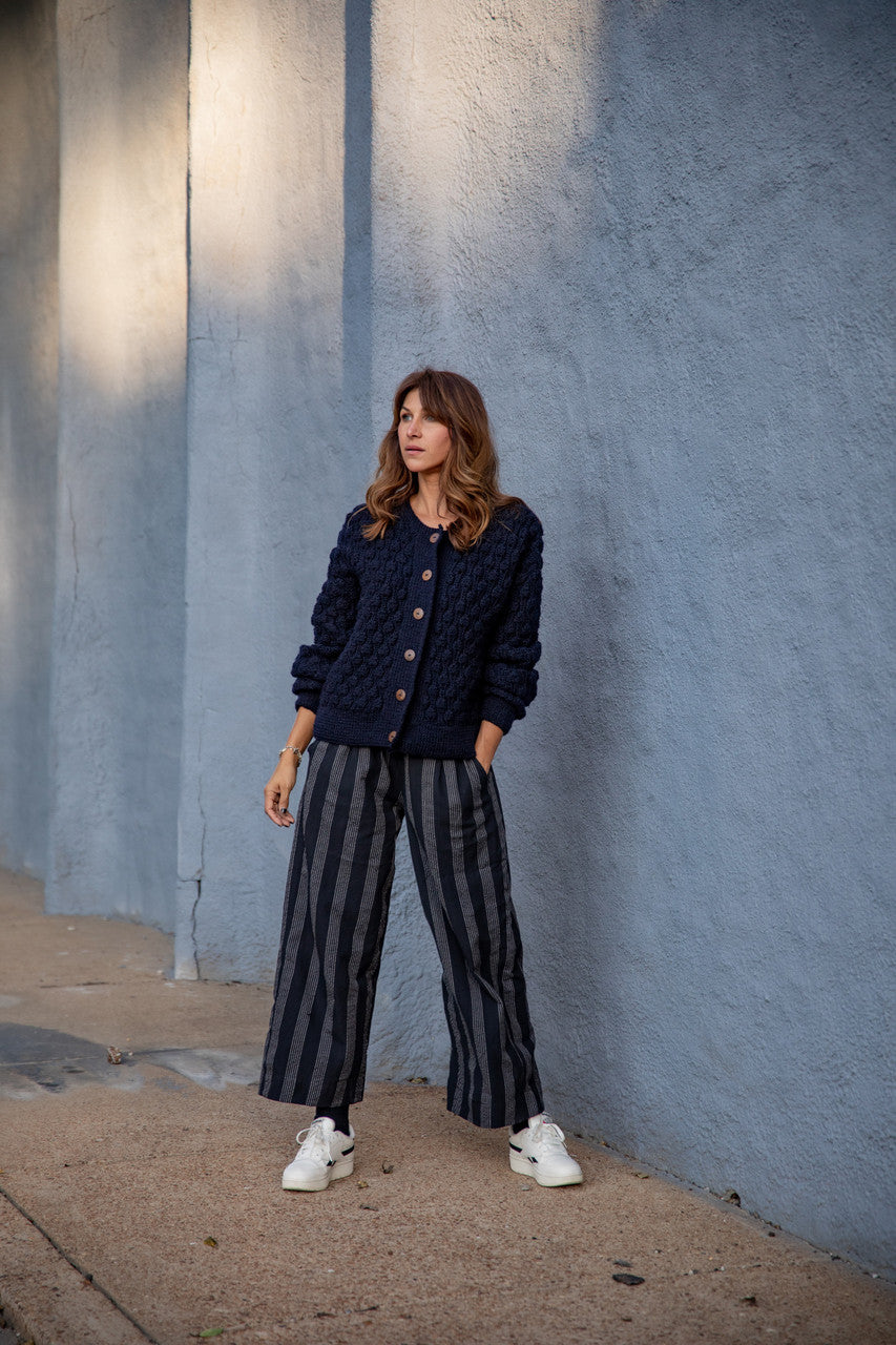 Quinn Wool Cardigan in Navy Made to Order