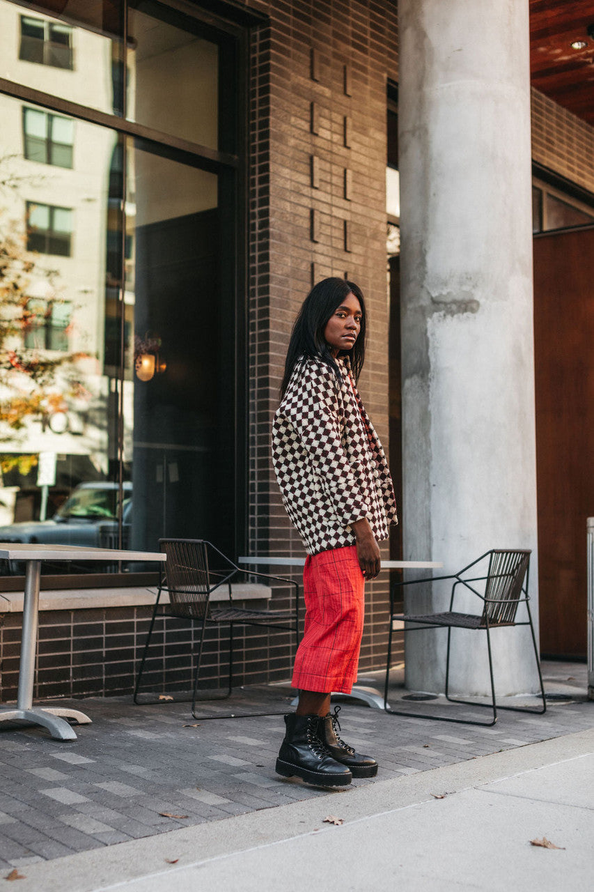 Portuguese Wool Pieper in Red and Black Check Made to Order