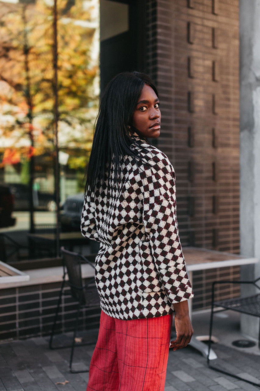 Portuguese Wool Pieper in Red and Black Check Made to Order