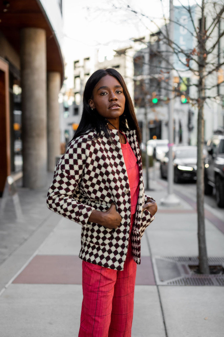 Portuguese Wool Pieper in Red and Black Check Made to Order