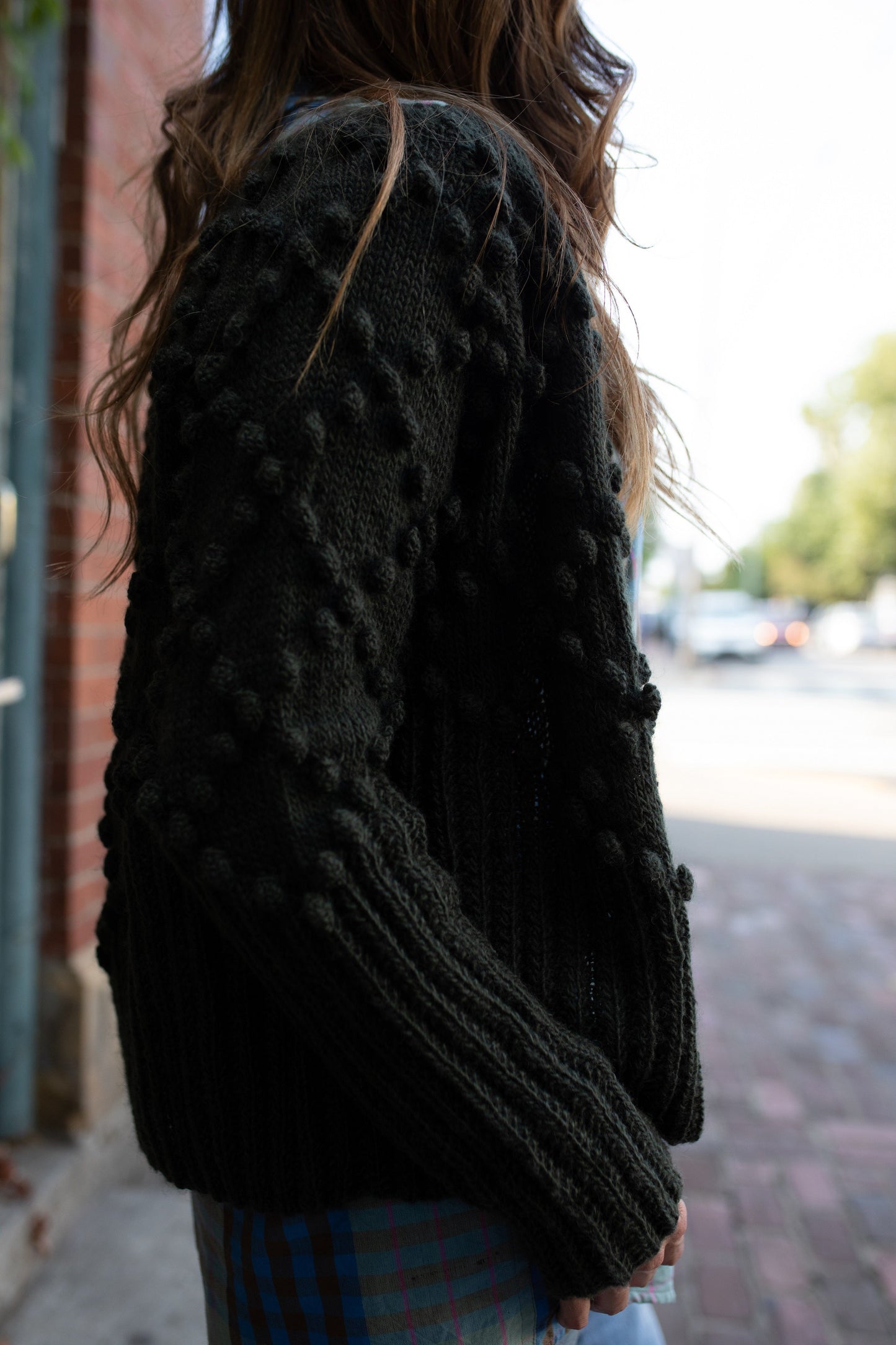 Hand Knit Nepali Wool Jill Sweater in Heather Green Made to Order