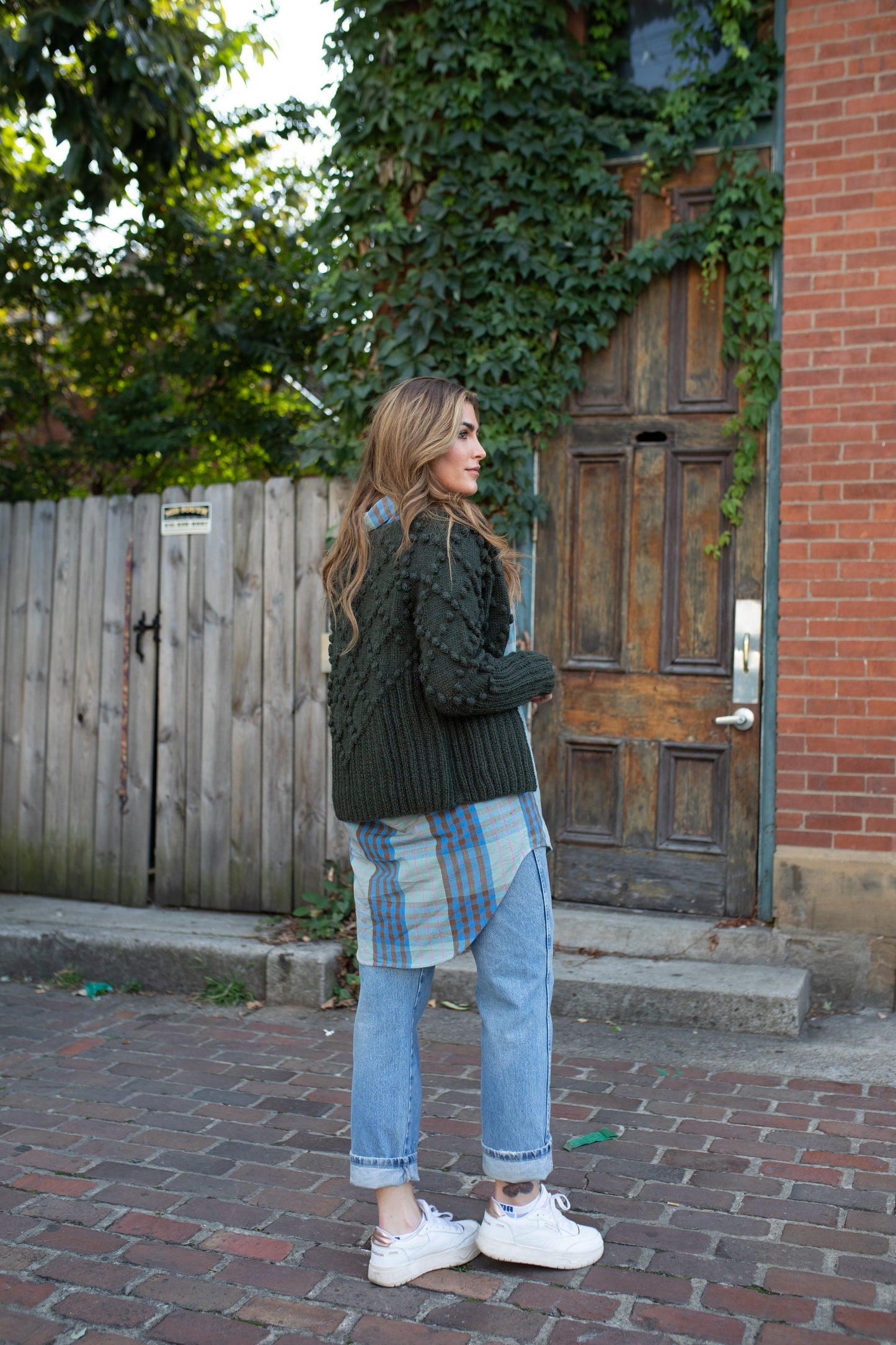 Hand Knit Nepali Wool Jill Sweater in Heather Green Made to Order
