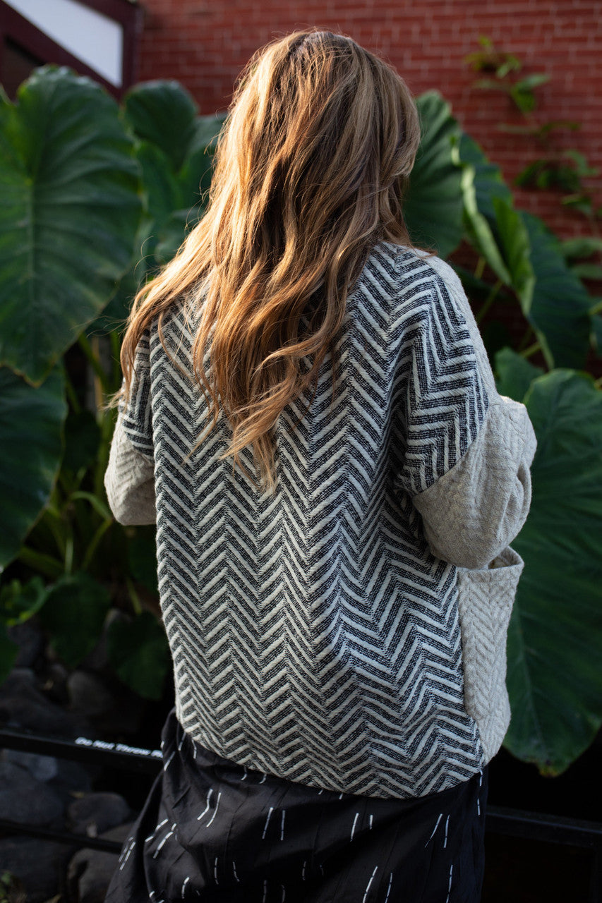 Portuguese Wool Pieper Coat in Neutral Mix-Match Herringbone Made to Order