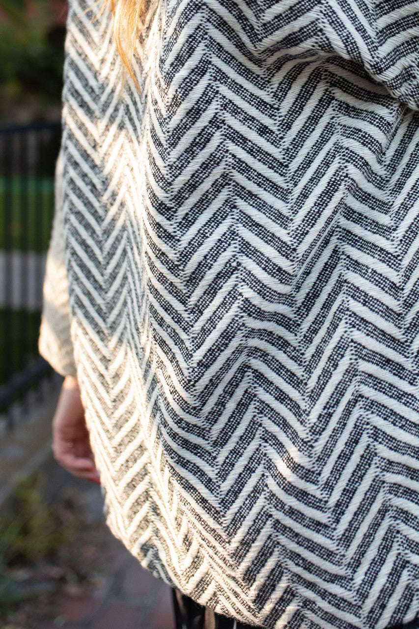 Portuguese Wool Pieper Coat in Black and White Herringbone Made to Order