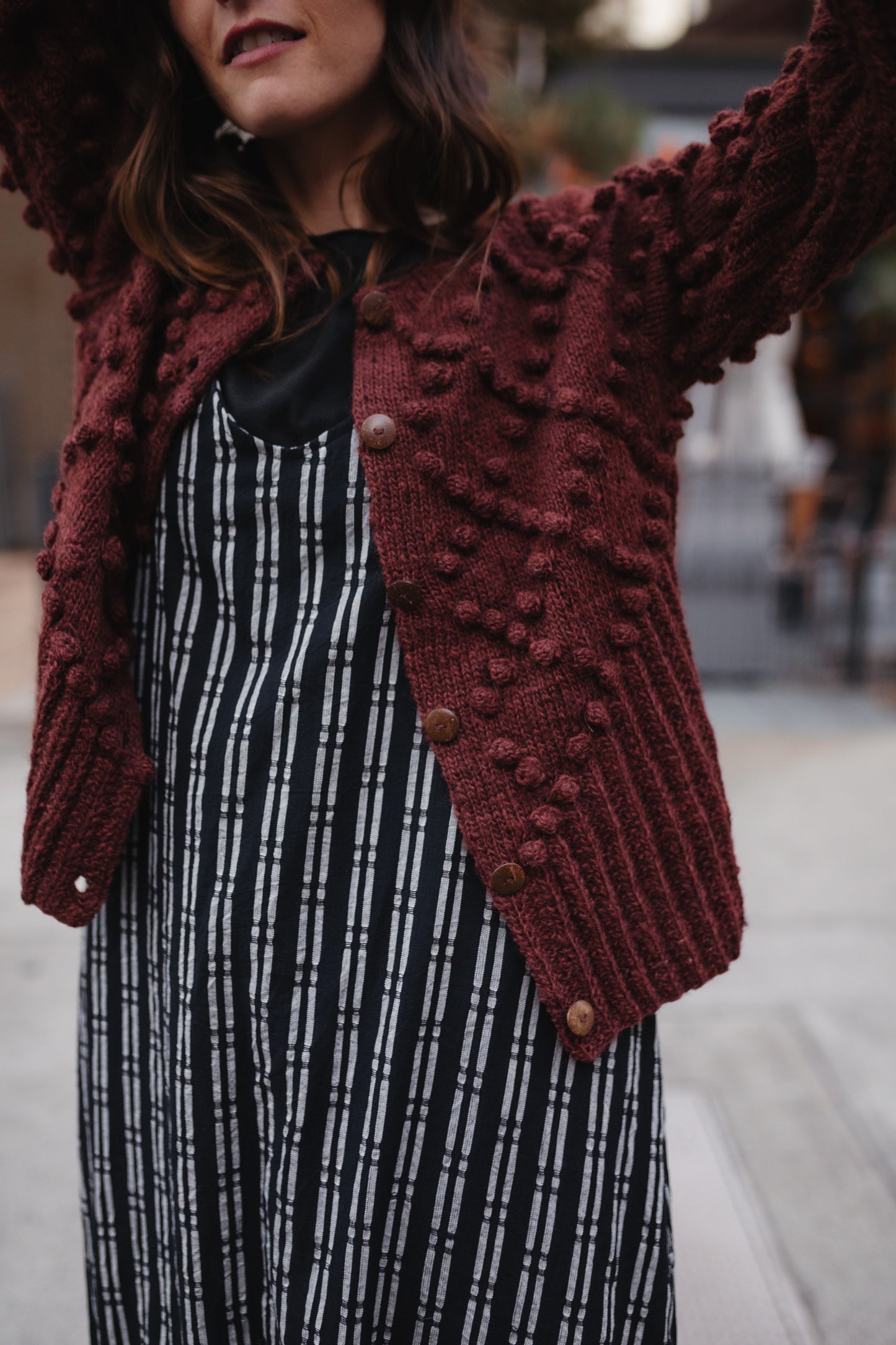 Hand Knit Nepali Wool Jill Sweater in Rust Made to Order