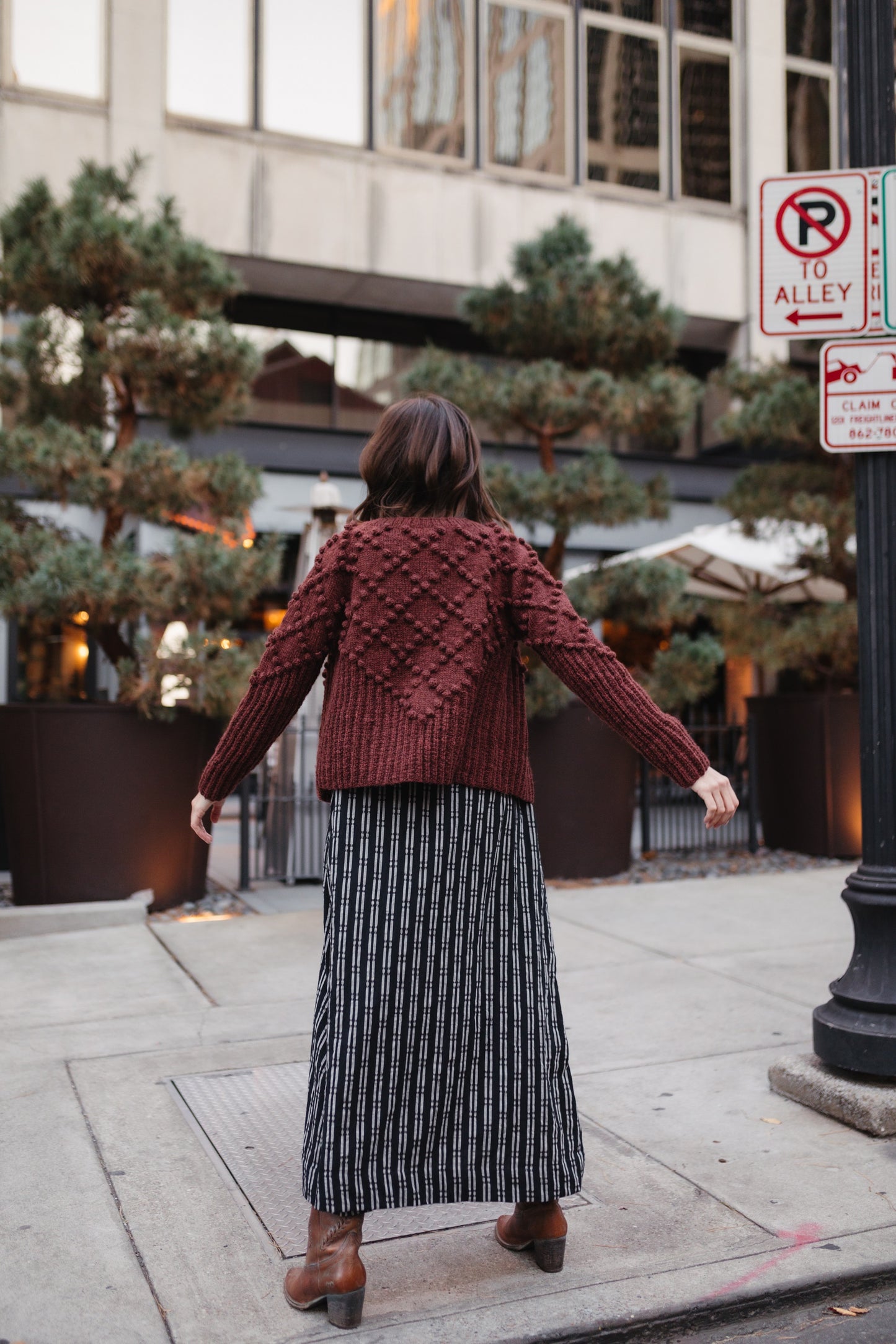 Hand Knit Nepali Wool Jill Sweater in Rust Made to Order