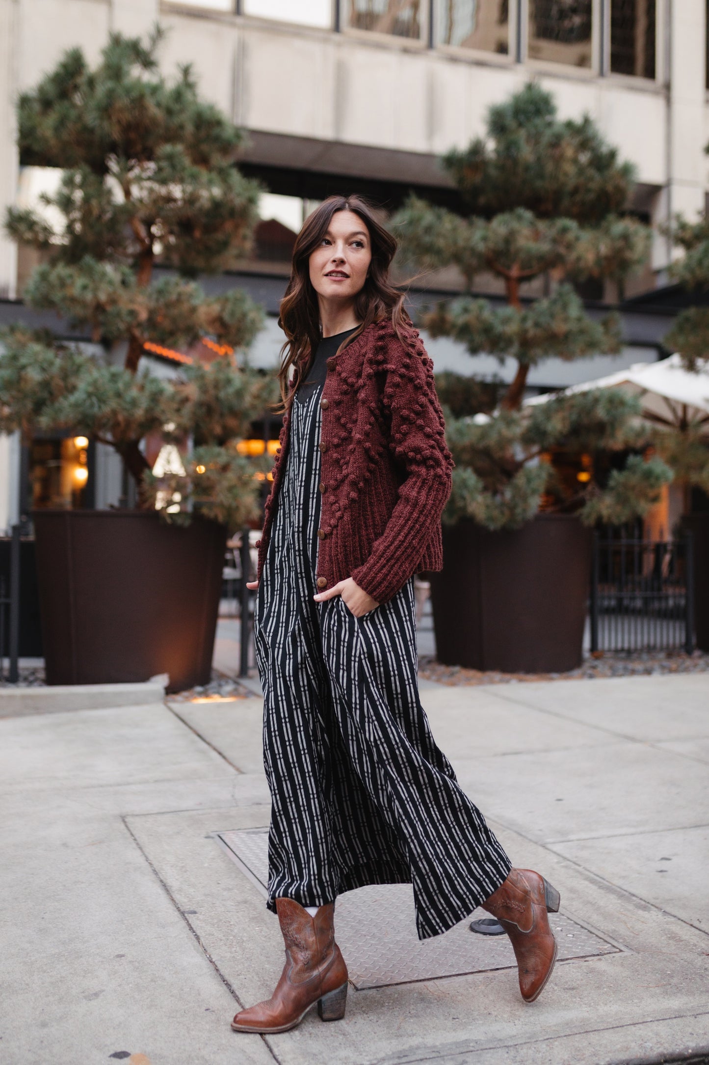 Hand Knit Nepali Wool Jill Sweater in Rust Made to Order