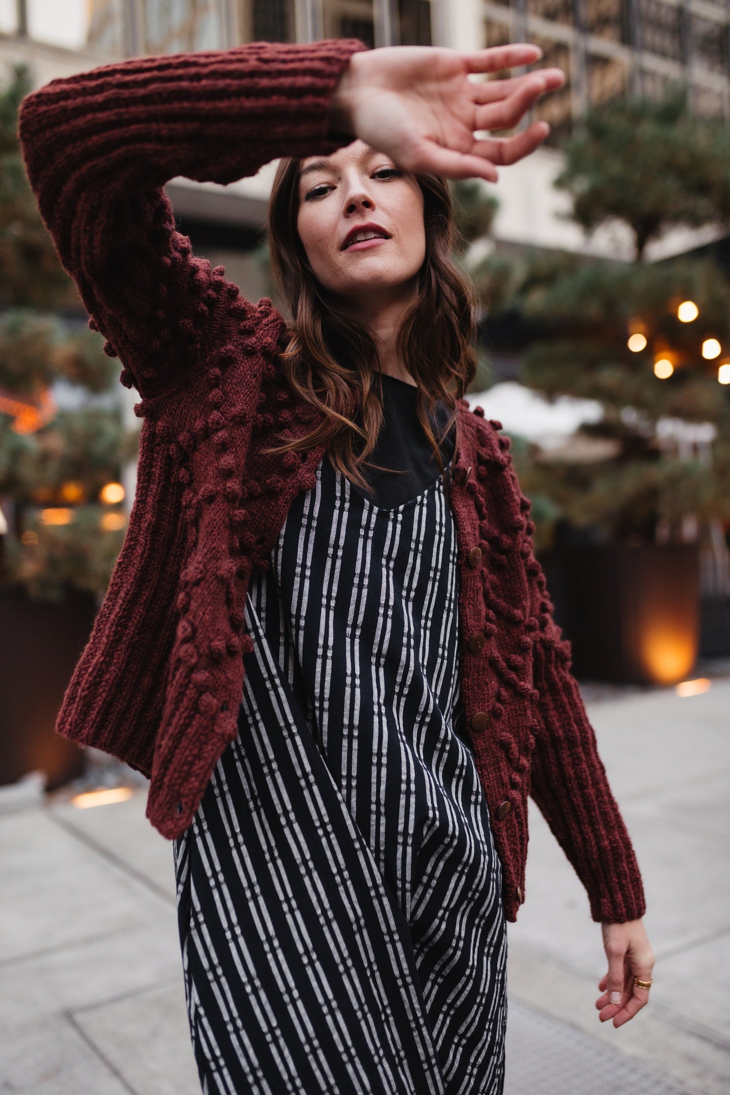 Hand Knit Nepali Wool Jill Sweater in Rust - M Left