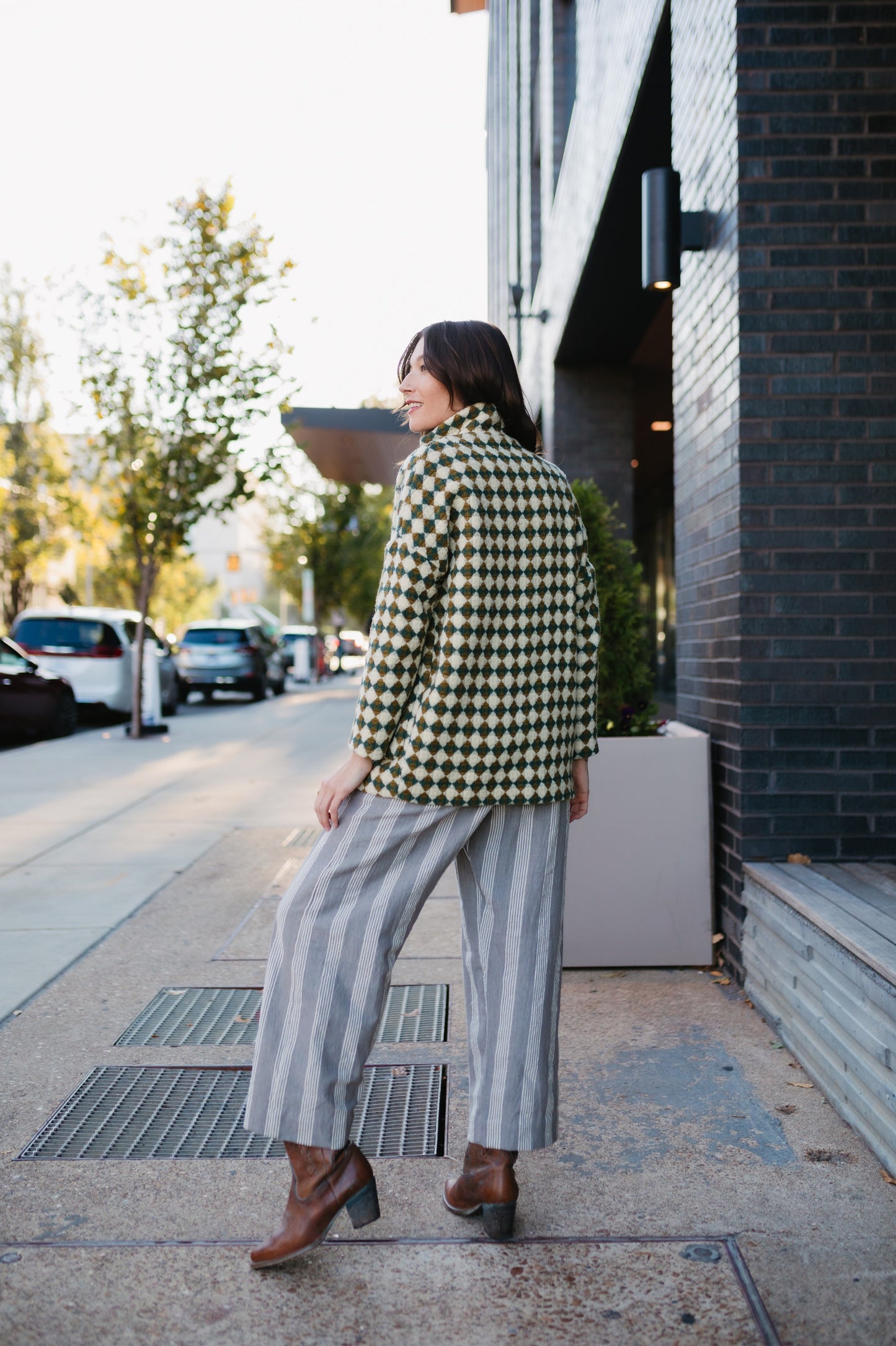 Portuguese Wool Pieper in Sage and Mustard Check Made to Order