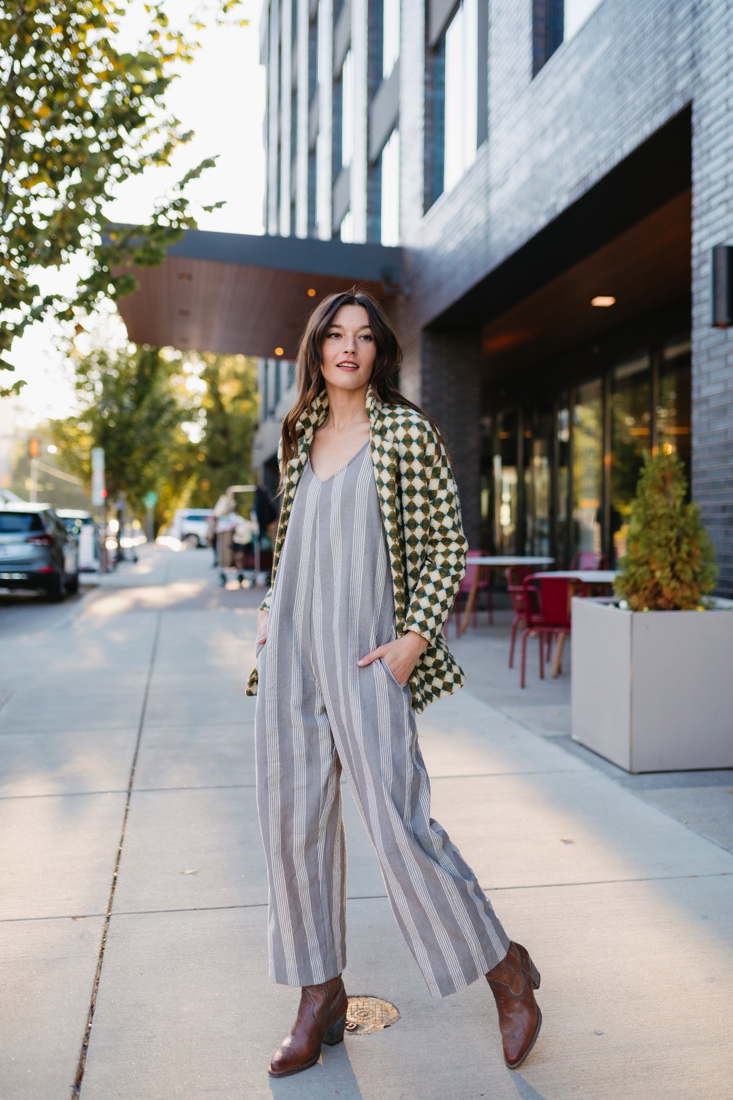 Portuguese Wool Pieper in Sage and Mustard Check Made to Order