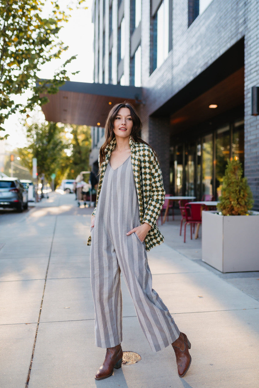 Portuguese Wool Pieper in Sage and Mustard Check Made to Order