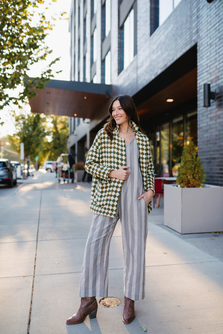 Portuguese Wool Pieper in Sage and Mustard Check Made to Order