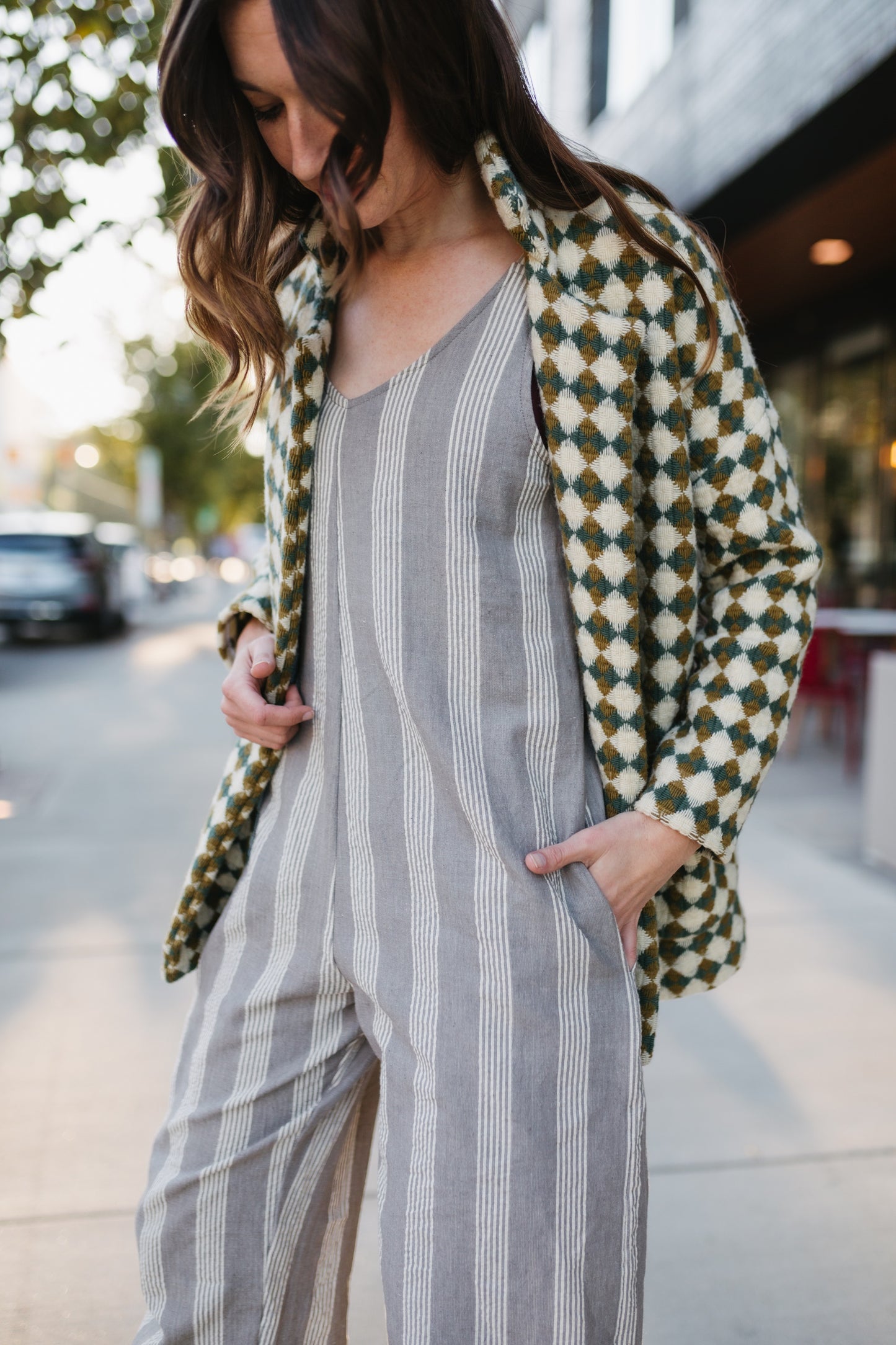 Portuguese Wool Pieper in Sage and Mustard Check Made to Order