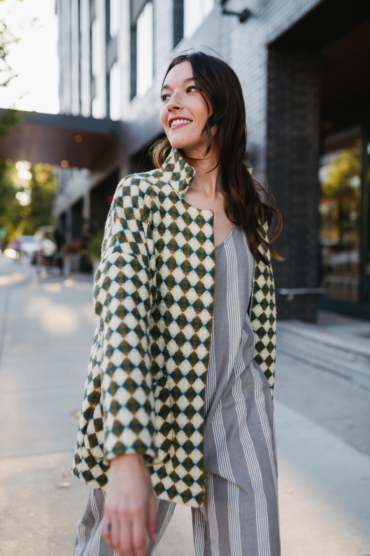 Portuguese Wool Pieper in Sage and Mustard Check Made to Order