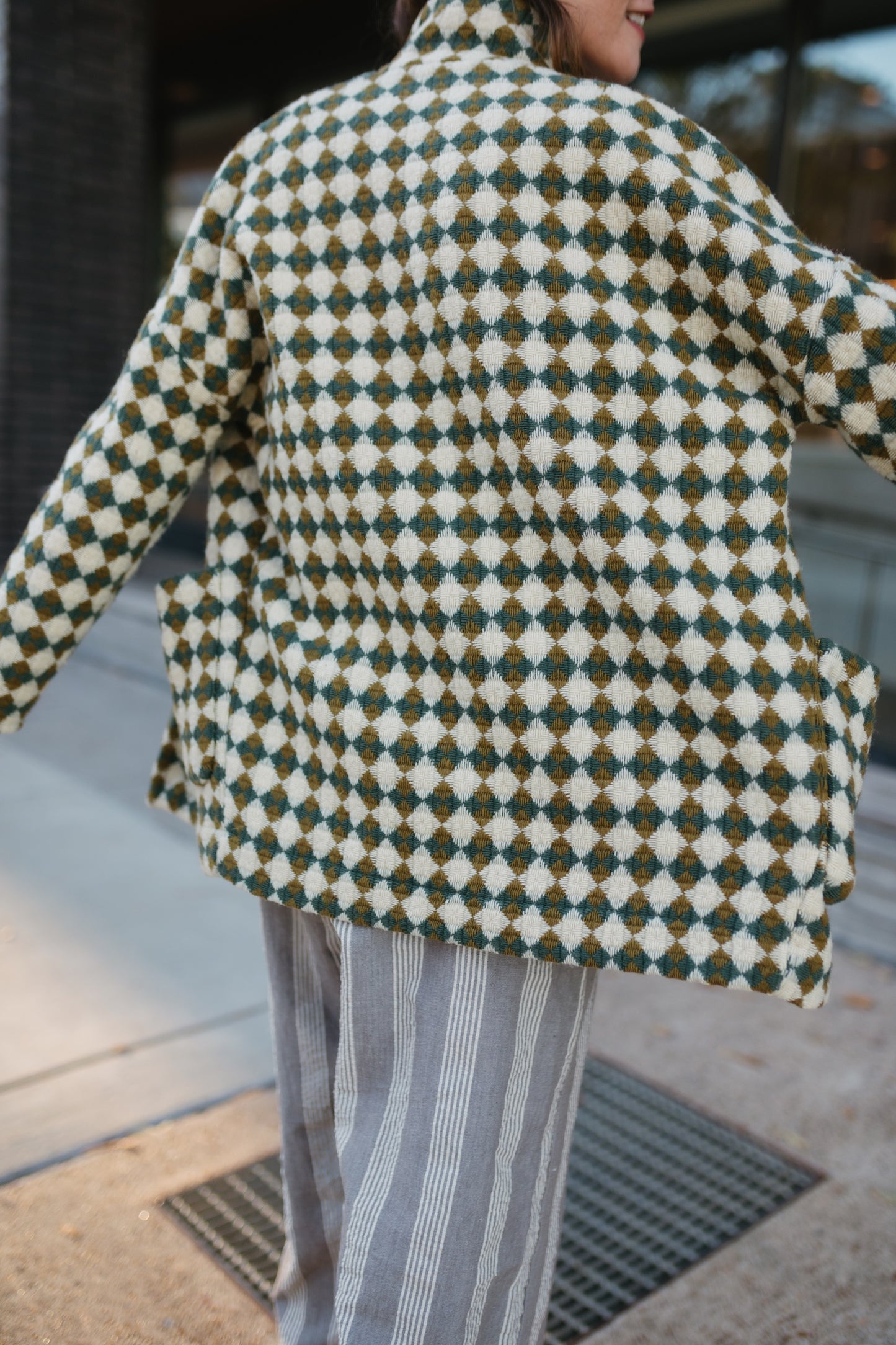Portuguese Wool Pieper in Sage and Mustard Check Made to Order