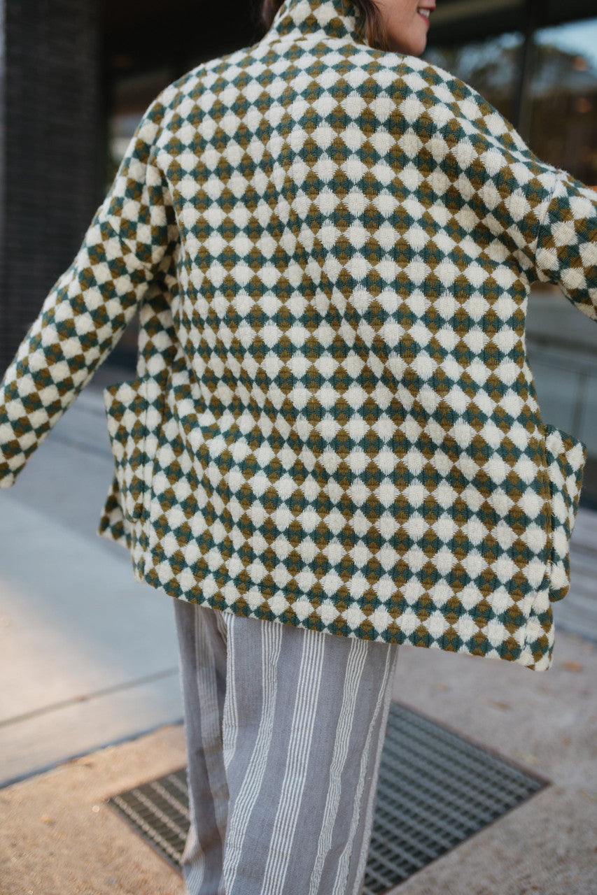 Portuguese Wool Pieper in Sage and Mustard Check Made to Order