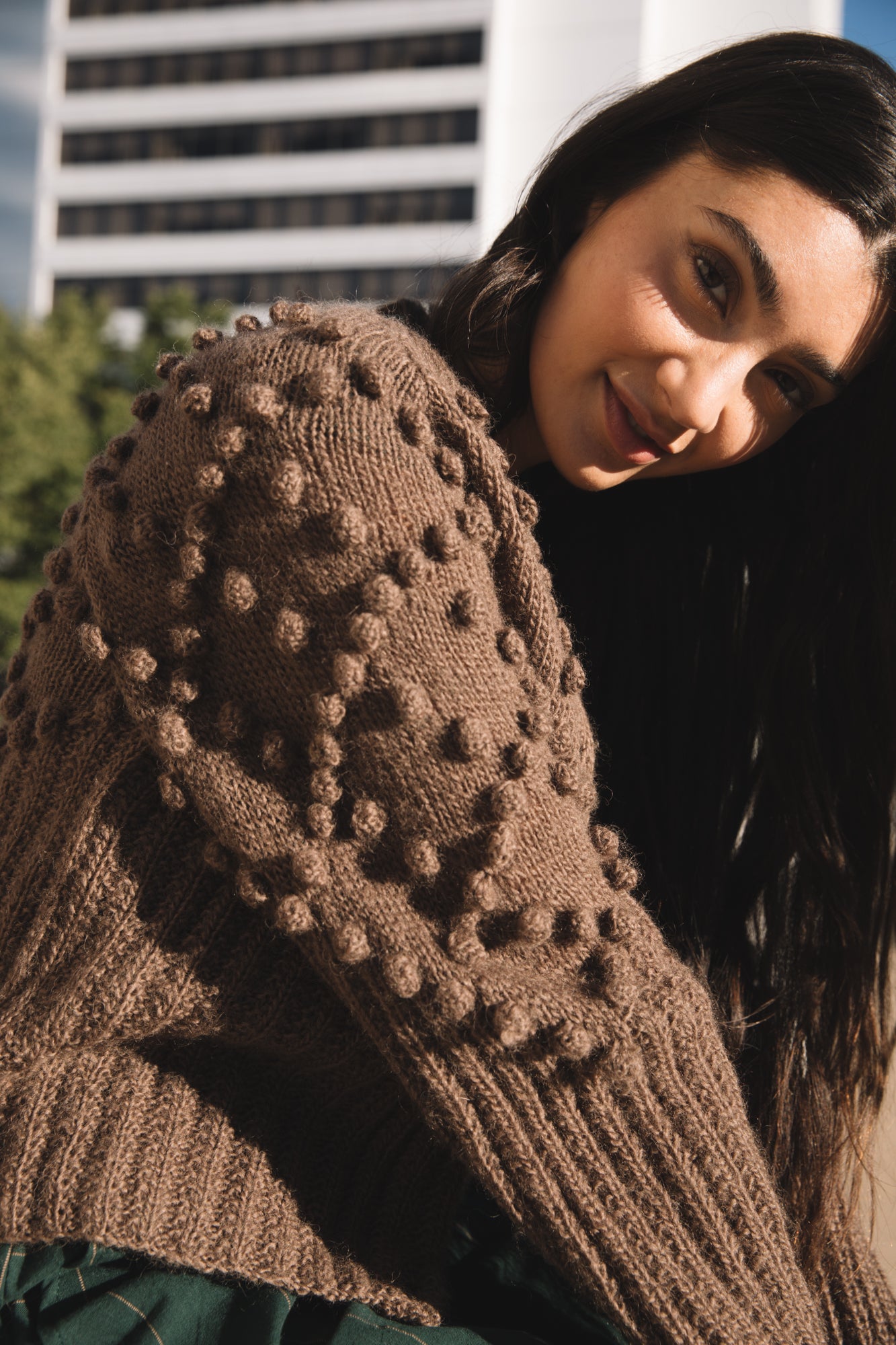 Hand Knit Nepali Wool Jill Sweater in Emerald Green Made to Order