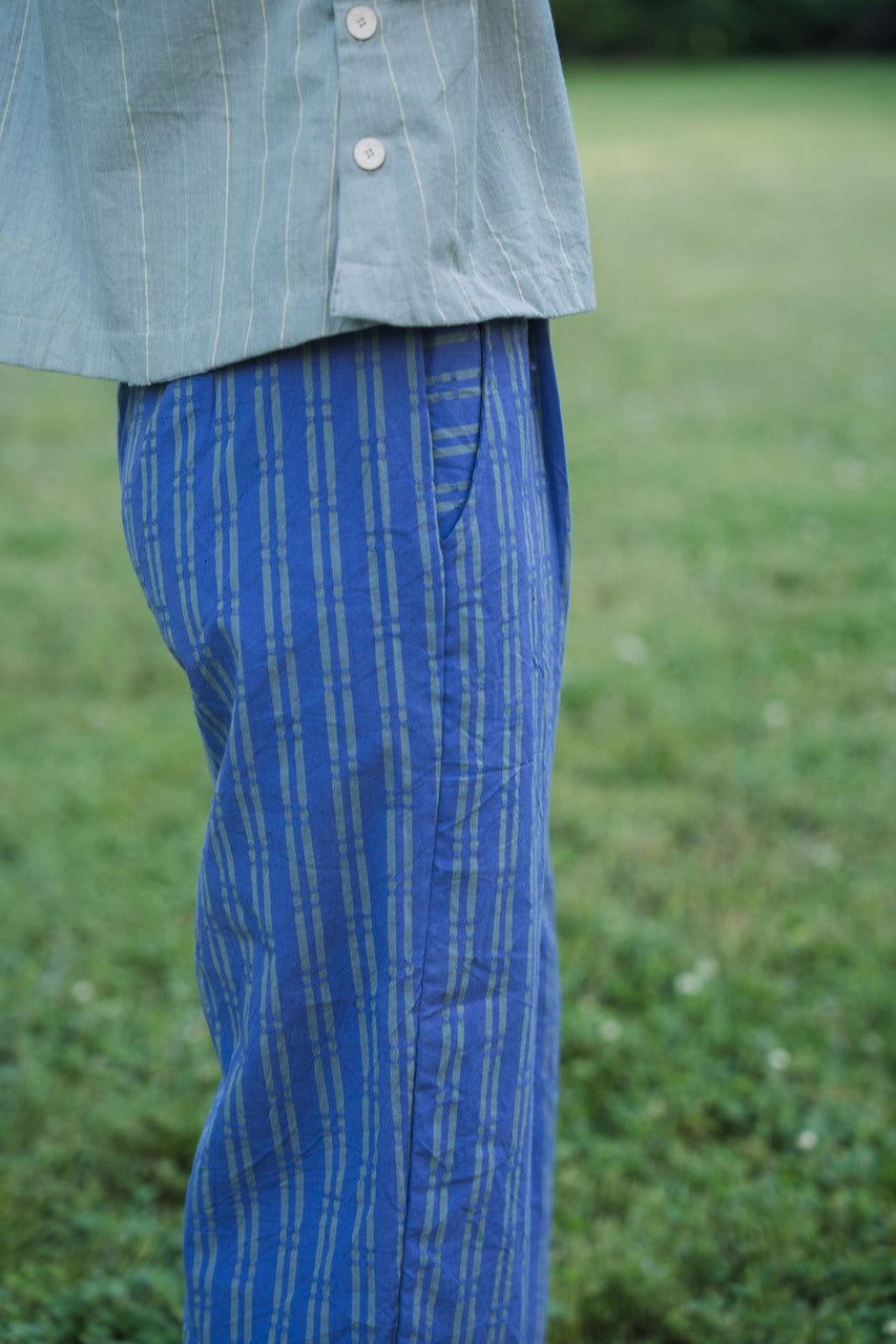 Katie Handwoven Cotton Separates - M Silver Cropped Pants