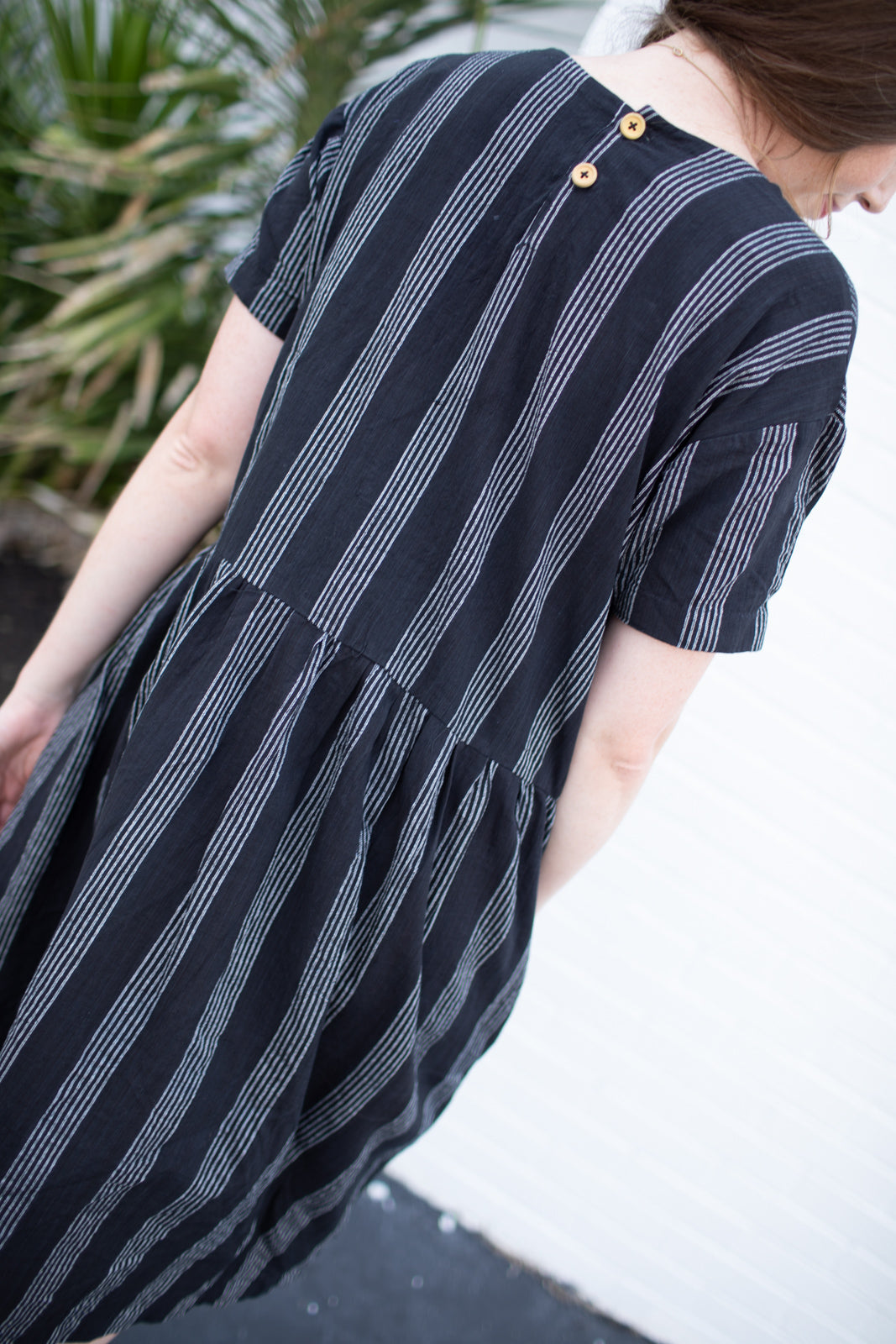 Eloise Handwoven Cotton Dress in Silver - M Long Dress Left
