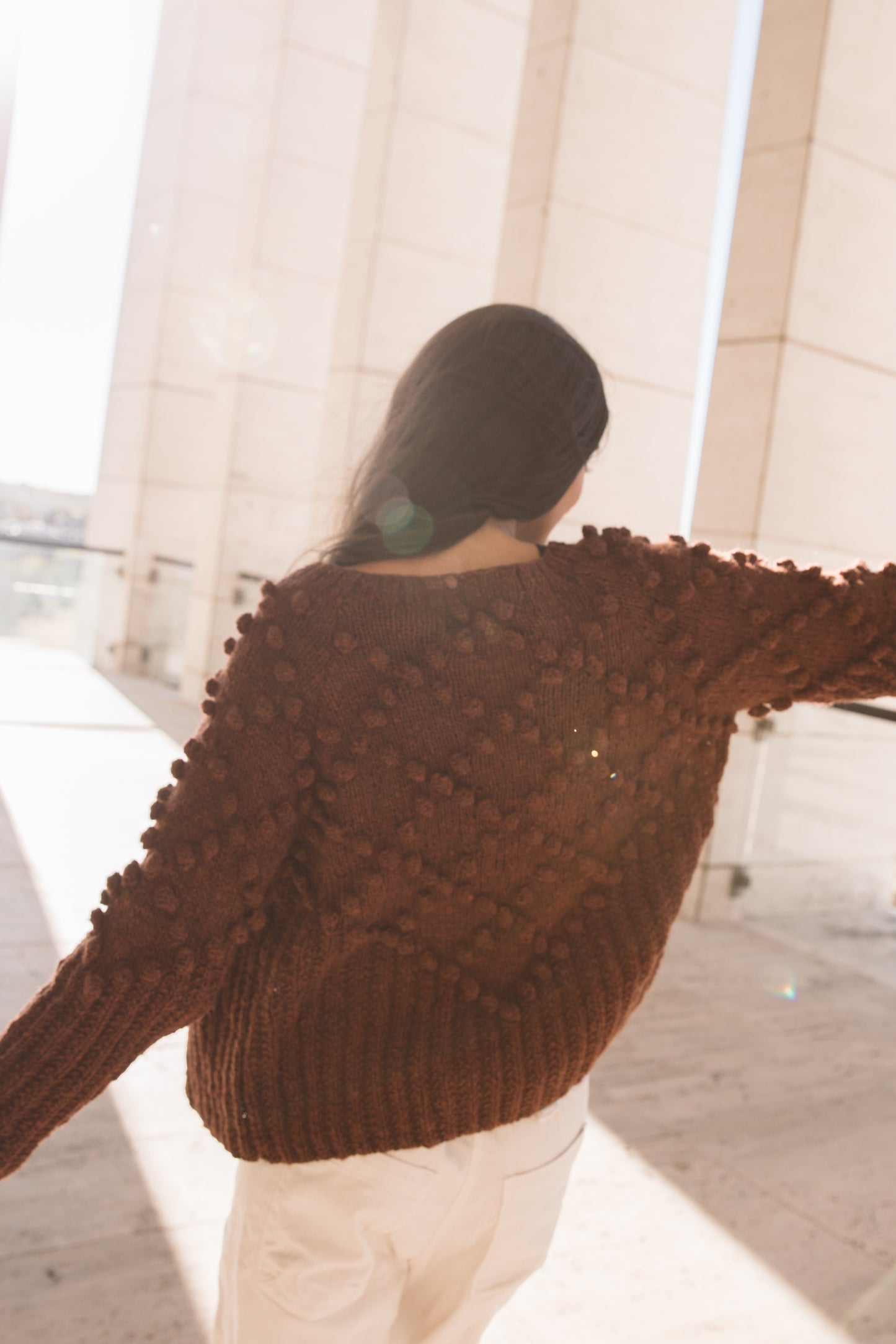Hand Knit Nepali Wool Jill Sweater in Rust Made to Order