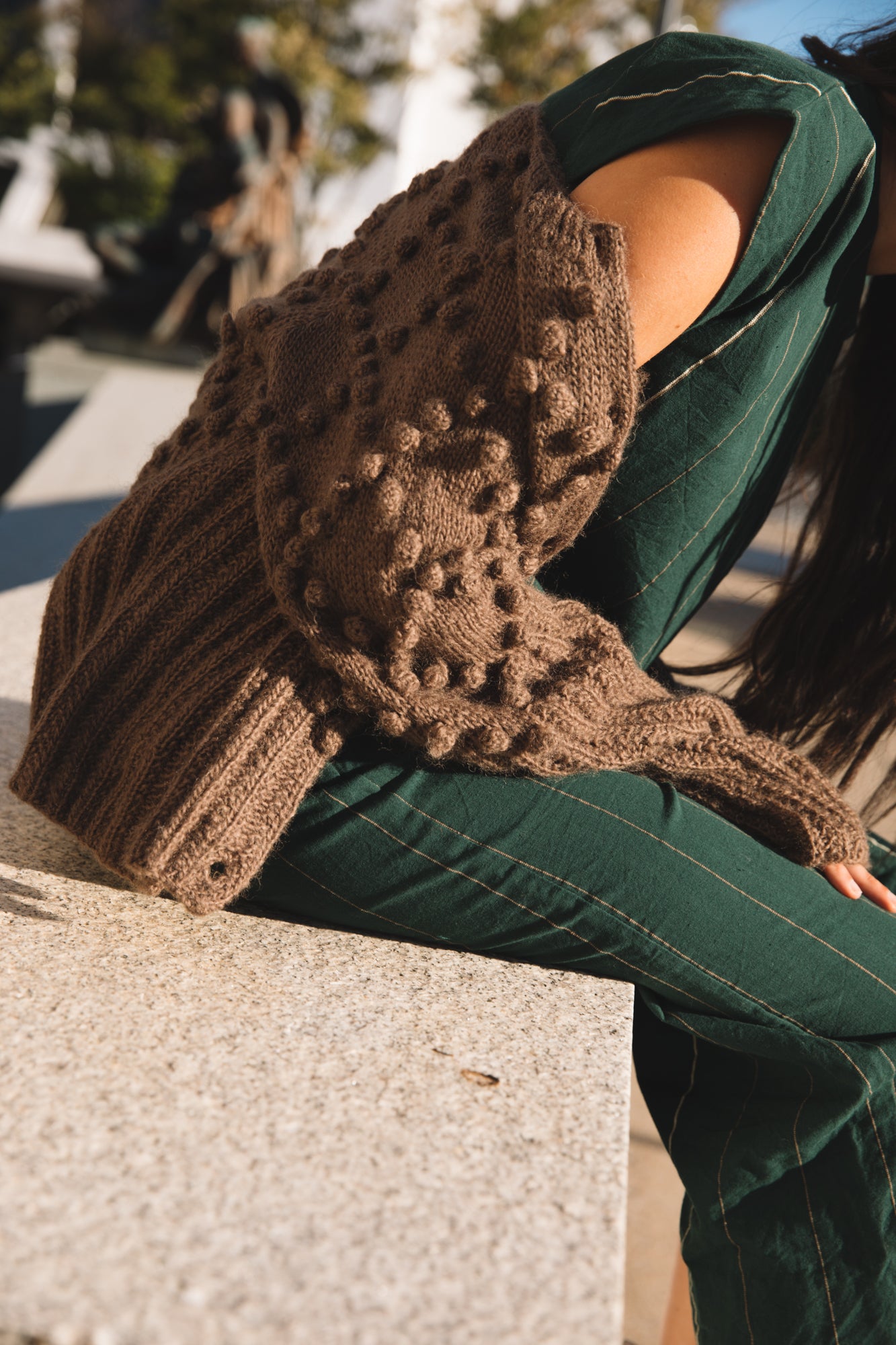 Hand Knit Nepali Wool Jill Sweater in Brown Made to Order