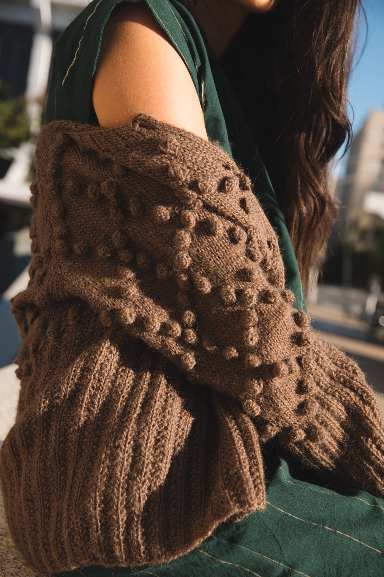 Hand Knit Nepali Wool Jill Sweater in Brown Made to Order