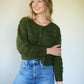 Alma Wool Cardigan in Dark Green Made to Order