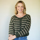 Leota Striped Wool Cardigan in Chestnut and Red Made to Order