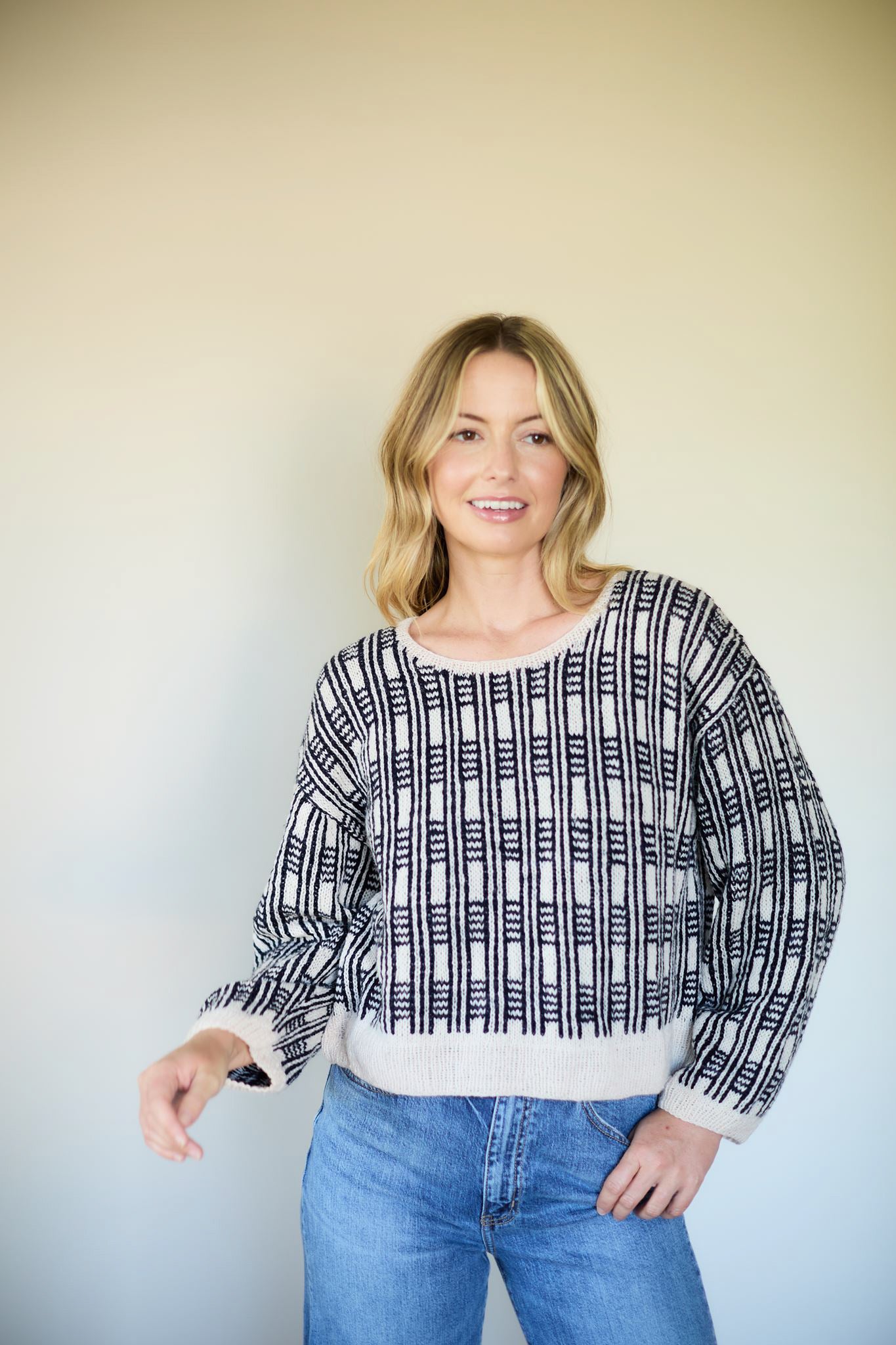 Kitty Pashmina Pullover in Black and White or Green and Pink Made to Order