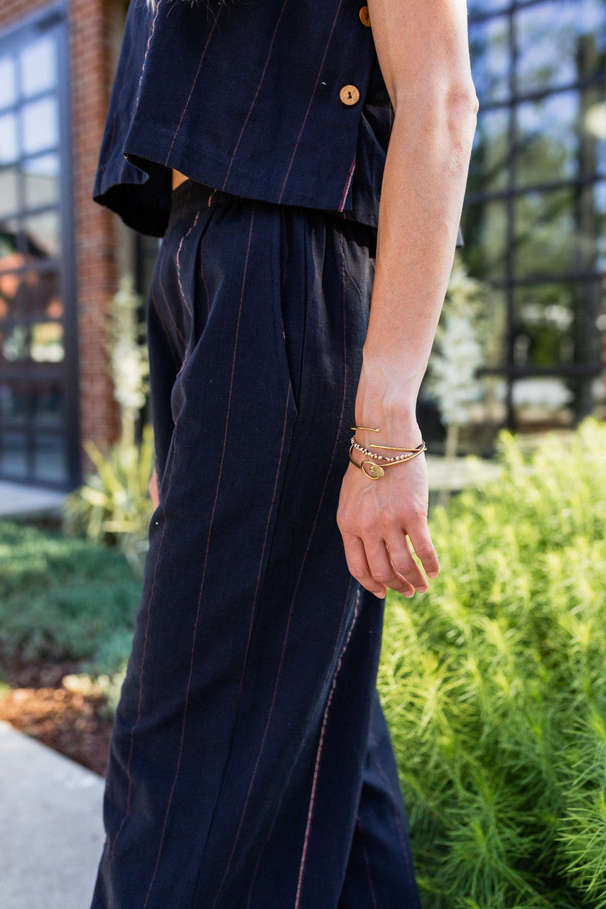 Katie Handwoven Cotton Black Cropped Shirt