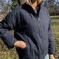 Jamie Linen Quilted Jacket in Navy Made to Order