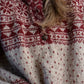 Imogene Oversized Wool Henley in Snowflake Print