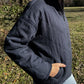 Jamie Linen Quilted Jacket in Navy Made to Order