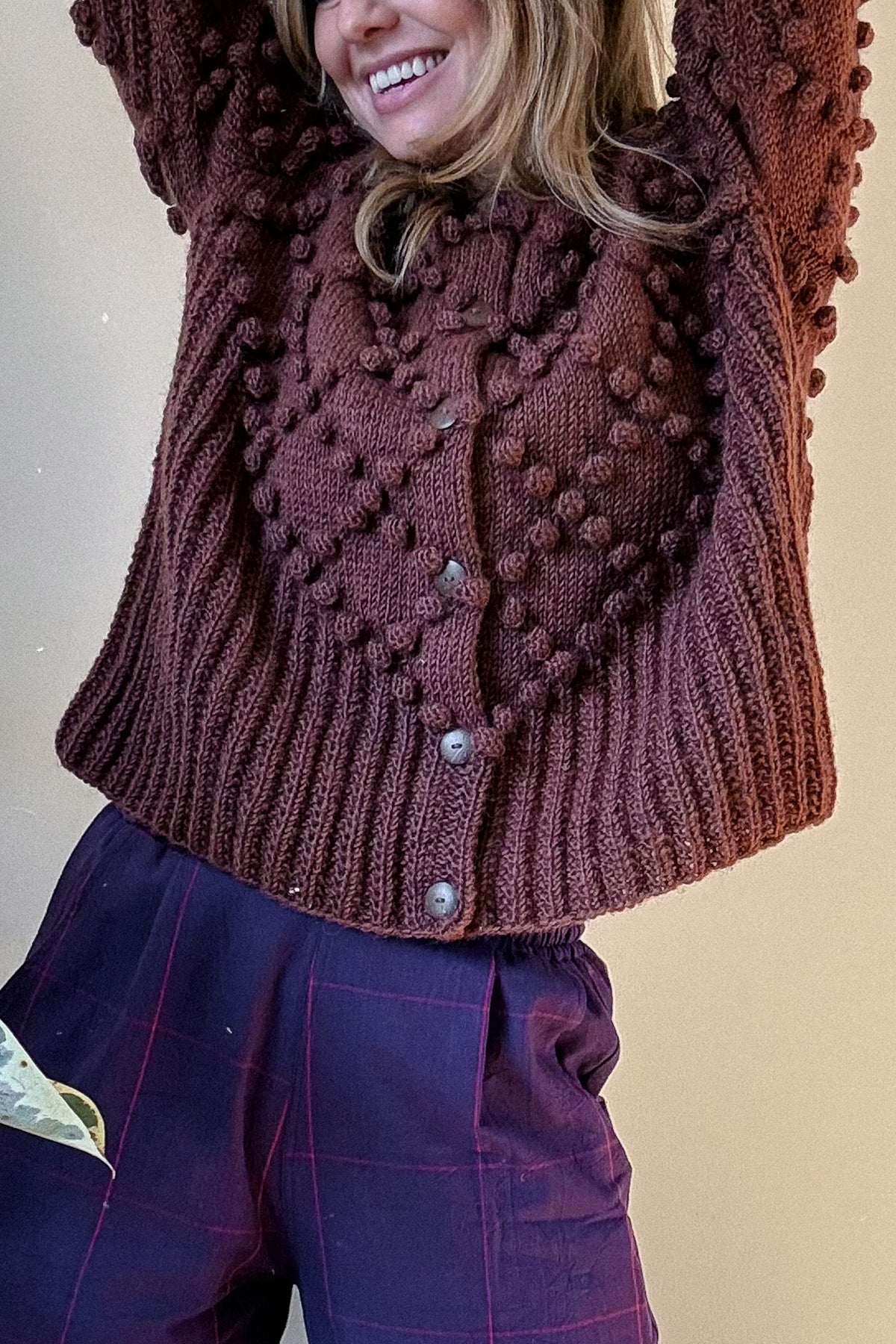 Hand Knit Nepali Wool Jill Sweater in Rust Made to Order