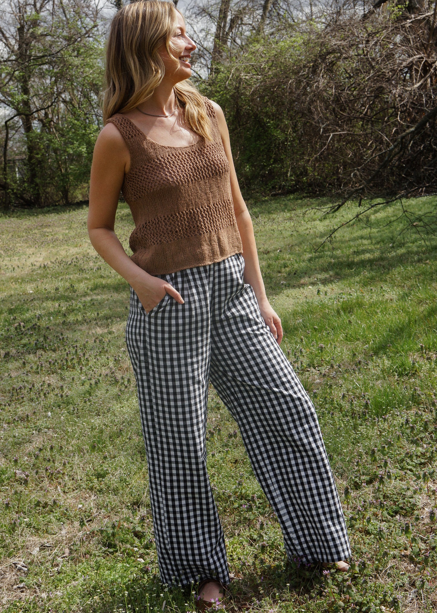 Katie Handwoven Cotton Set in Black and White Gingham