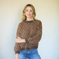 Faye Cotton Pullover in Chestnut and Navy Made to Order