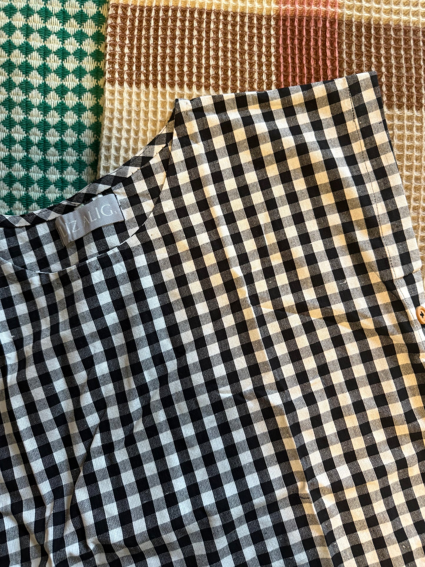 Katie Handwoven Cotton Set in Black and White Gingham