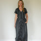 June Dress in Black and White Linen